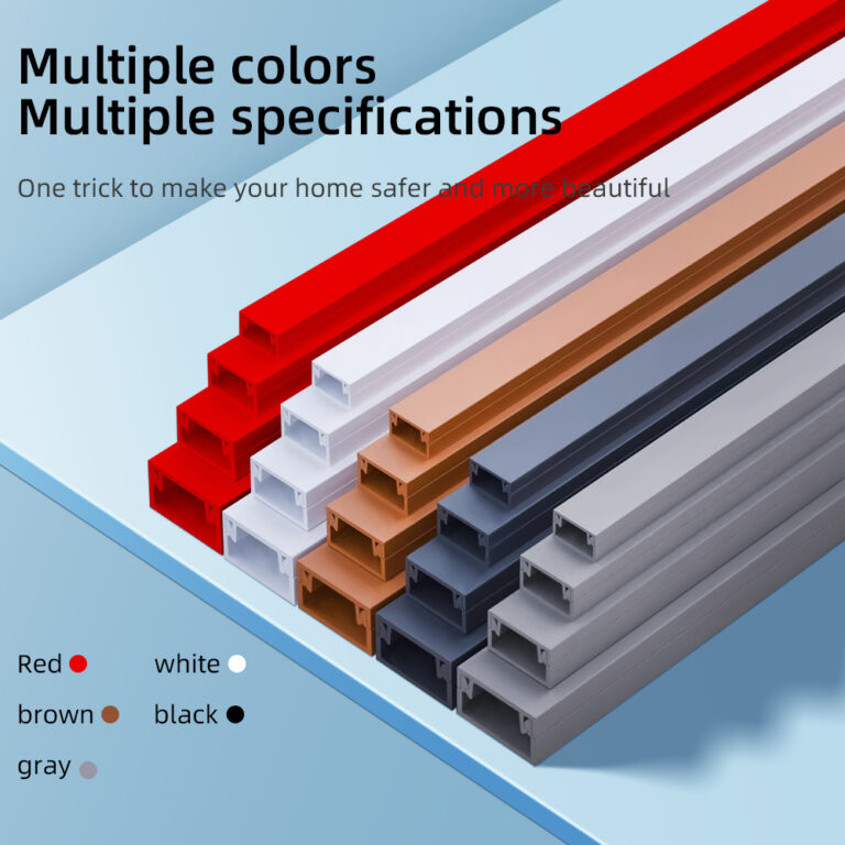 Thickened PVC Square Wire Duct, Household Adhesive-Type (No Drilling Required) Cable Management Plastic Flame-Retardant Trunking